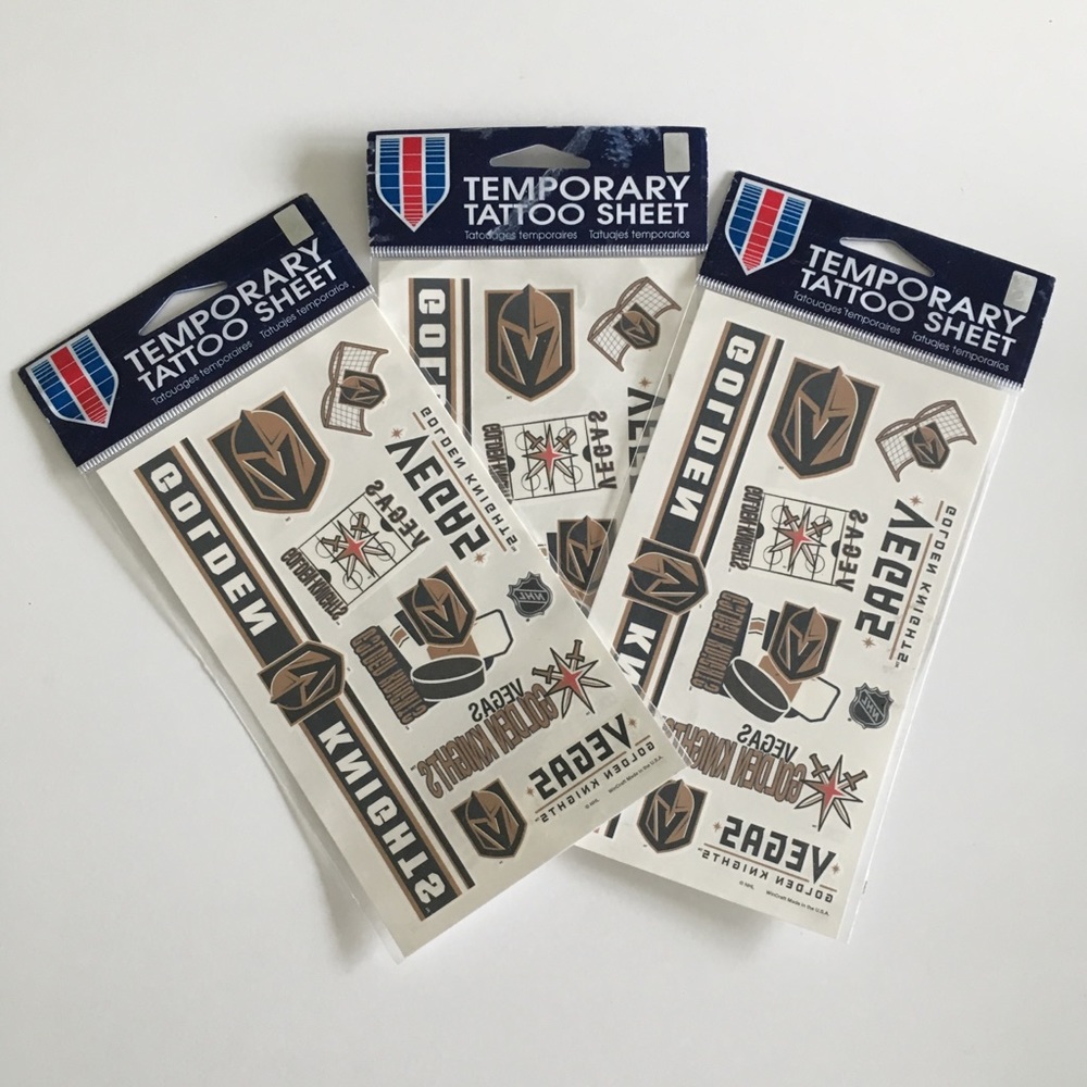 NHL Vegas Golden Knights Temporary Tattoos 3 PACKS!